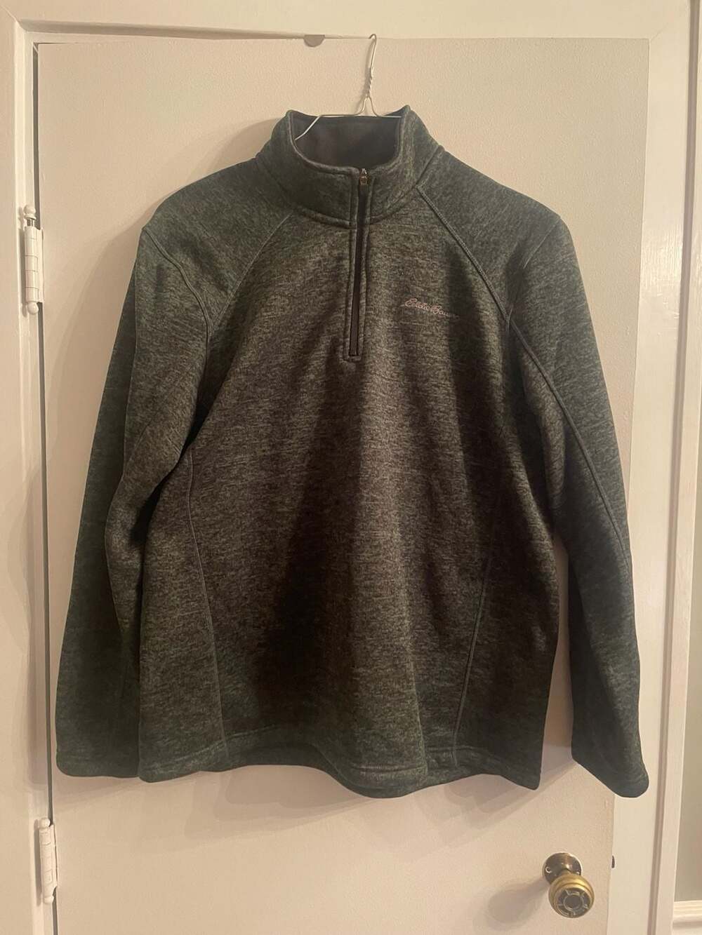 Eddie Bauer Fleece Quarter-Zip Pullover Size XL Green Heather